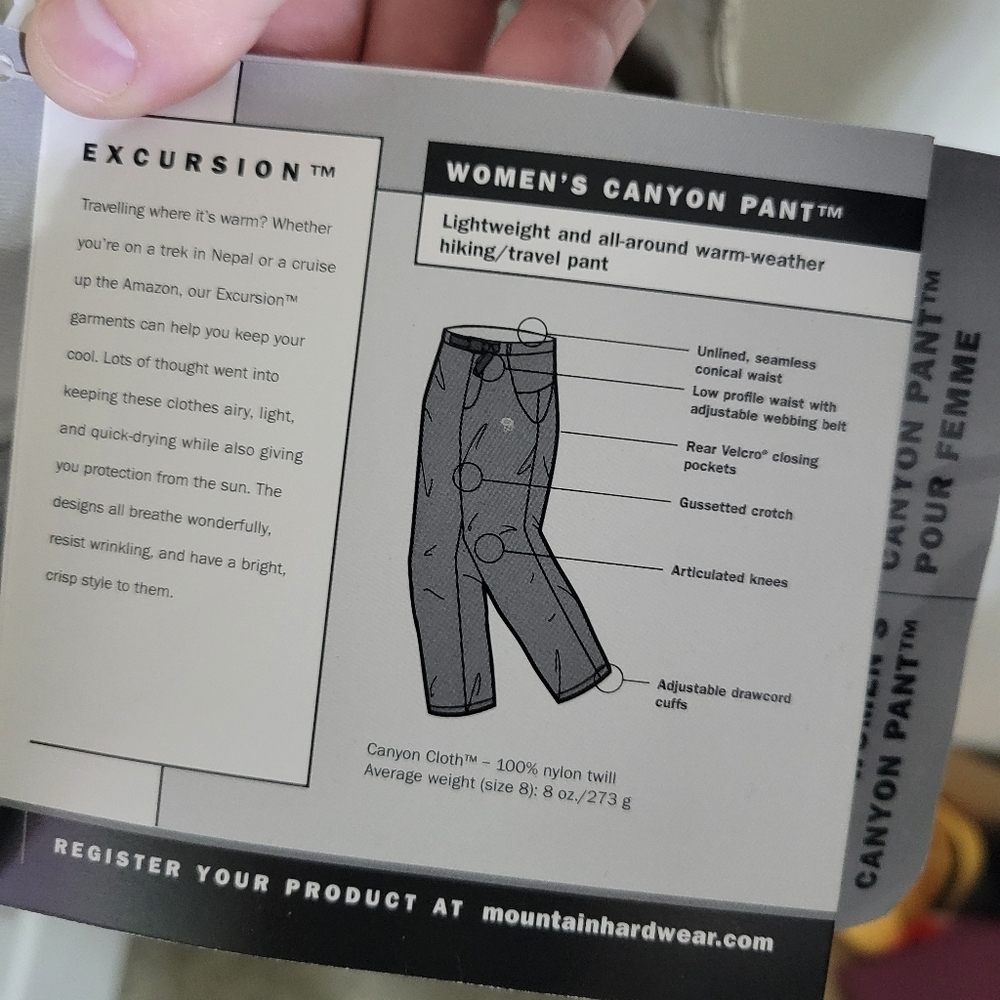 NWT Women's Mountain Hardwear Beige Canyon Pants, Size 6 - Picture 4 of 5